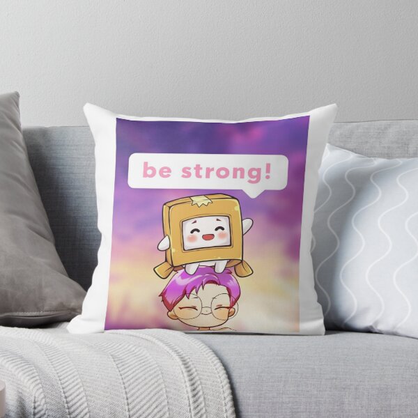 Lankybox be strong  Throw Pillow RB1912 product Offical lankybox Merch